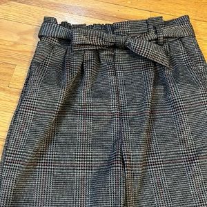 Womens Plaid Paperbag Pants
